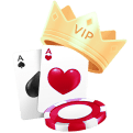 ไอคอน VIP morroc168 มีไพ่ ชิปคาสิโน และมงกุฎ สื่อถึงสมาชิกระดับพิเศษ